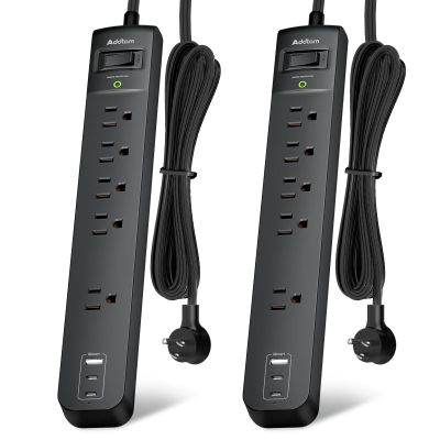 6Ft Power Strip Surge Protector - Addtam Extension Cord with 5 AC Outlets 3 USB Ports(2 USB C), 1875W/15A, Flat Plug, Outlet Extender for Home Office Supplies College Dorm Room Essentials,ETL Listed