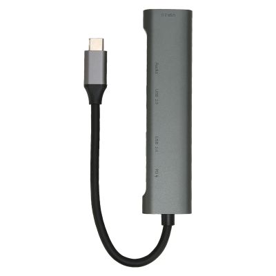 5 in 1 USB C Hub Multiport Adapter, Type C to 3.5mm Hub with PD Charging, USB3.0 Ports for Fast Transfer, Suitable for Tablet Pro, Pro, and More