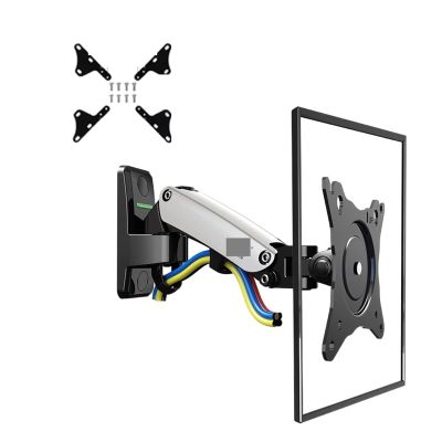 ADBWEKKF F120 17-27" Gas Spring Full Motion TV Wall Mount Bracket LCD Monitor Stand Aluminum Arm Bracket Silver 360 Rotate(with Adaptor Silver)