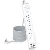 25ft Extension Cord - Flat Power Strip Surge Protector with 6 AC Outlets 4 USB (2 USB C), Wall Mount, 900 J, Multi Plug Outlet Extender for Home Office Dorm Room Essentials view 1