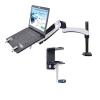 ADBWEKKF DL-GM112-LP1 Full Motion Aluminum Air Press Gas Spring Dual Arm Laptop Desktop Mount Swivel Grommet Hole Clamp Notebook Tray(for 0-58mm Desk) view 1