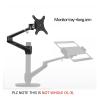 ADBWEKKF OL-3L OL-3T DIY Part 32" Monitor Tray with Long Arm Aluminum Desktop Accessory Part Silver Black Rotate 360 Full Motion Tilt(Gray) view 2