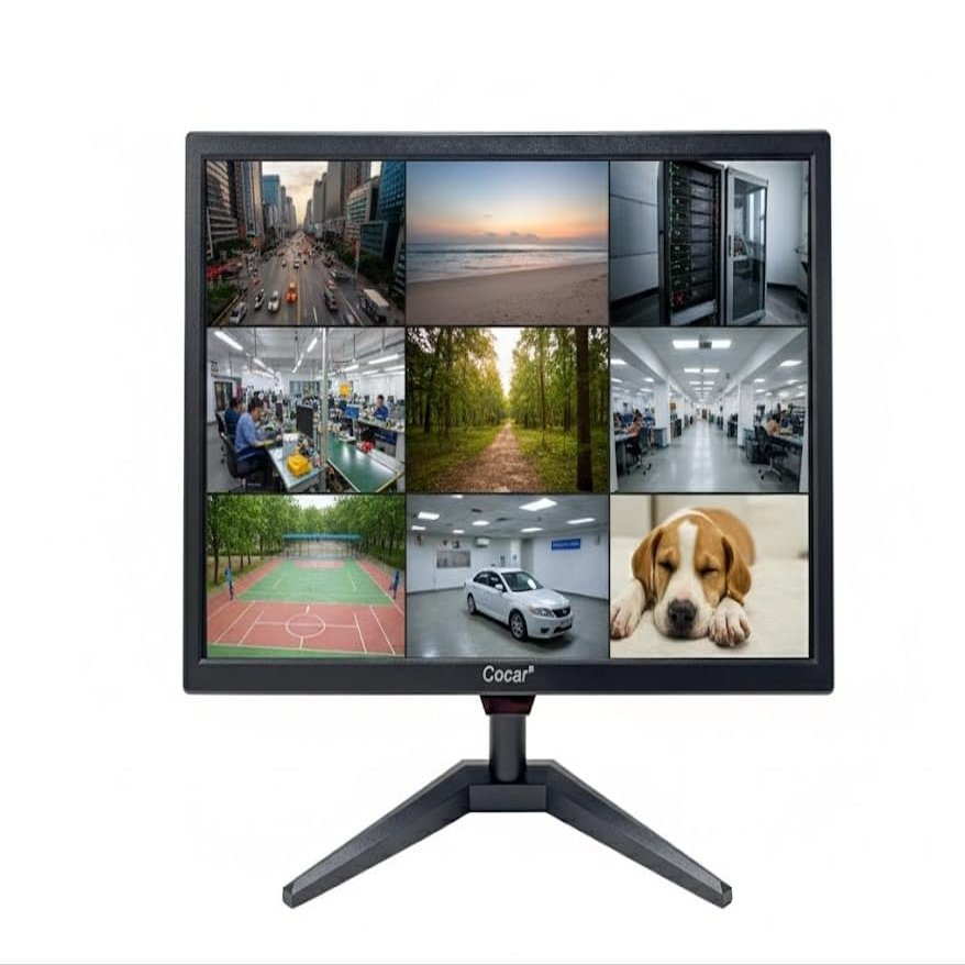 Cocar 19 Inch Wide Screen CCTV Monitor TFT LCD HD Display 1440x900 with HDMI VGA BNC AV USB Audio Ports Built in Speaker 12V 24V Power Adapter for Surveillance Camera DVR NVR