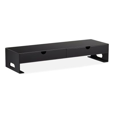 LUTRAYOHO Monitor Stand Riser with 2 Storage Drawers, Metal Computer Stand, Monitor Desk Stand Riser, for Laptop, Computer, Black and White Colours