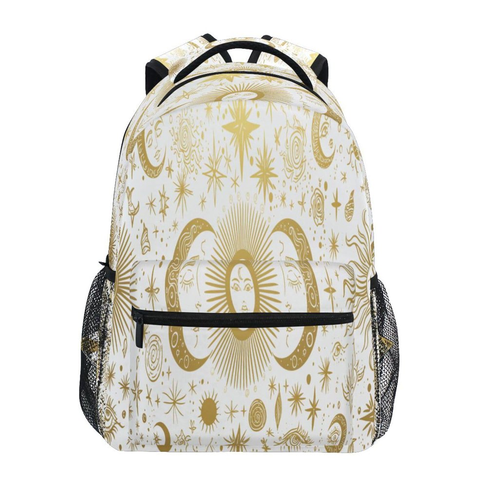 ATTX Golden Sun and Moon Backpack for Women Men - Waterproof Lightweight Daypack, Durable Travel Backpack for Casual Use#315
