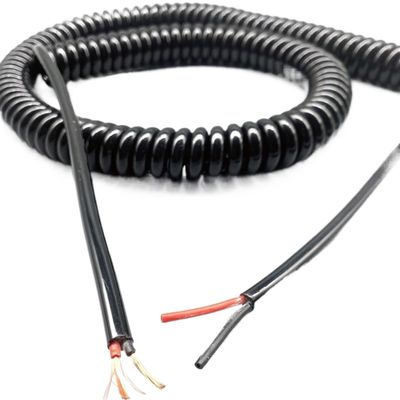 ACFFVBW Coiled Extension Cord, 2 Cores Power Telescopic Wire 1.5mm Square Stretch 1 Meter to 12 Meters Black Spiral Cable Pure Copper(Stretch 4 Meters)