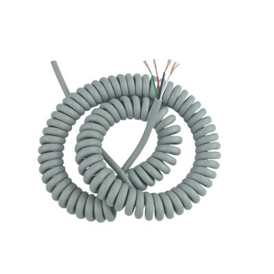 ACFFVBW Coiled Extension Cord, 4 Cores 22AWG Shrinkable Telescopic Wire Gray 0.3mm2 Cable 1 Meter 20 Meters Stretchable Cable(Stretch 2Meters)