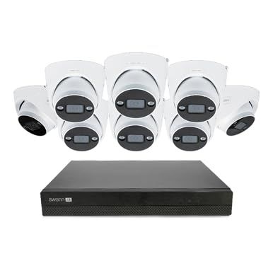 Swann AdvancedX Wired NVR 4K Security Camera System 16 CH, 8 PoE Outdoor Cameras, 2TB, Color Night Vision, Motion Detect