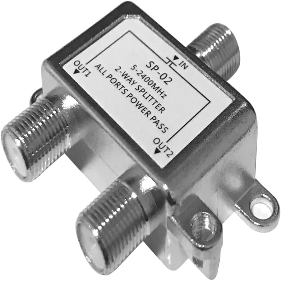 Coaxial Cable Splitter 2 Way, Coax Splitter Support 5-2400MHz, Digital Cable Splitter 2 Way-RG6 Compatible, Works with Satellite TV/Cable TV/MoCA Internet, CATV Antenna System