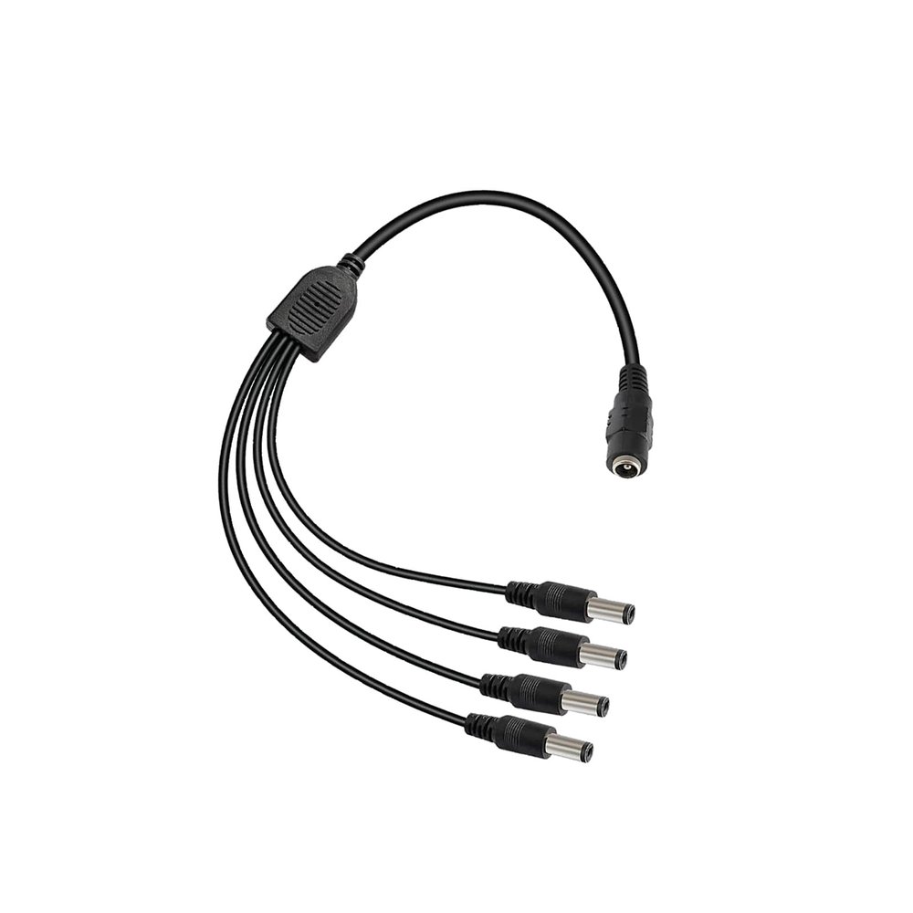 2-Pack 1 to 4 Way DC Power Splitter Cable, 5.5mm x 2.1mm, Power Adapter Cord for CCTV Security Cameras, LED Strip Lights, Surveillance Systems, and More Devices