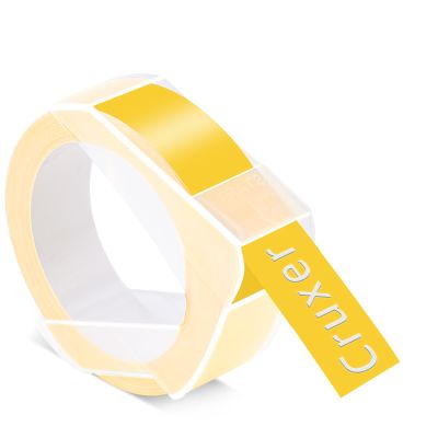 50 Pack Cruxer Replacement for Dymo A521208 3D Embossing Tape 12mm x 3m White on Yellow Self-Adhesive Embossed Label Replacement for Office Mate II 1540 154000 Organizer Xpress Pro 1575 Label Maker