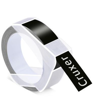 50 Pack Cruxer Replacement for Dymo A521209 3D Embossing Tape 12mm x 3m White on Black Self-Adhesive Embossed Label Replacement for Office Mate II 1540 154000 Organizer Xpress Pro 1575 Label Maker