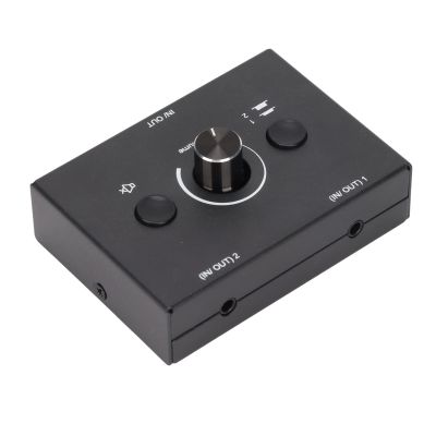 3.5mm Stereo Audio Switcher, 2 Input 1 Output / 1 Input 2 Output Bidirectional Switching Splitter, One Key Mute, No External Power Required