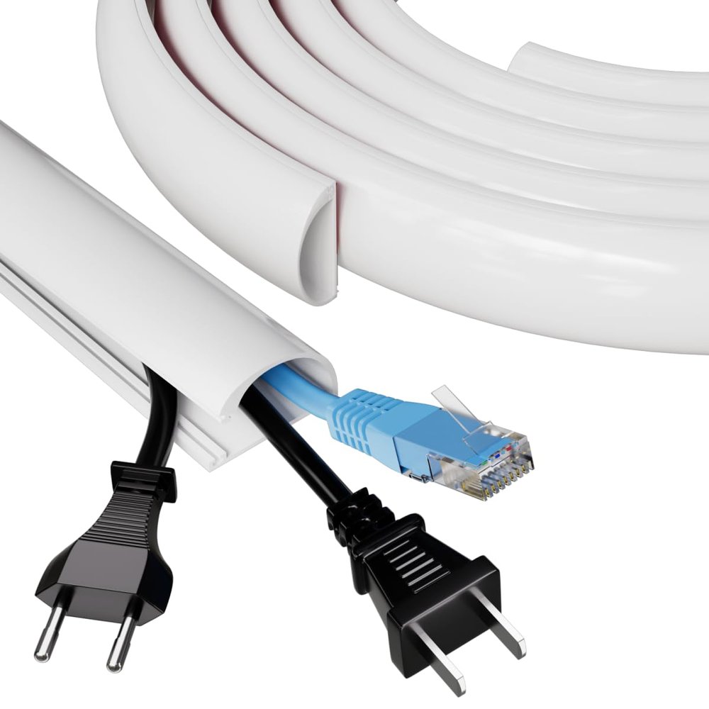 39" Side Open Cord Hider for Wall Mounted Tv, Extension Flexible Cable Cover to Hide Conceal Cords Along Wall,Wire Raceway Management Cable Concealer Channel,Electric Cord Organizer,W 1.08" H 0.6"