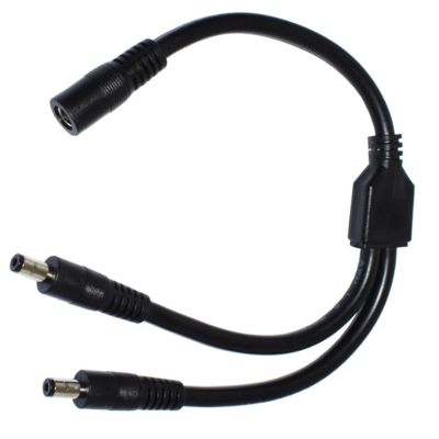 DC5521 Power Cable Female to 2xMale Connector 5.5x2.1mm Adapter Cord Wire for Security Cameras and Networking Devices