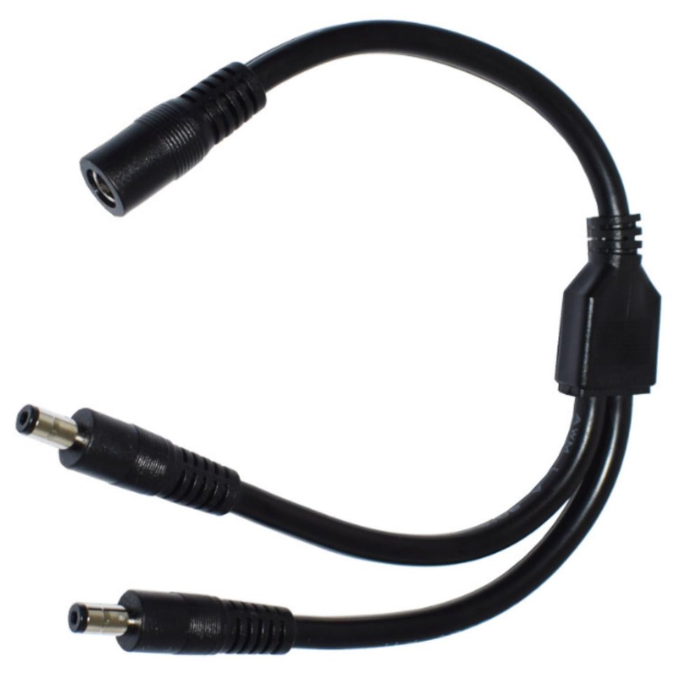 DC5521 Power Cable Female to 2xMale Connector 5.5x2.1mm Adapter Cord Wire for Security Cameras and Networking Devices