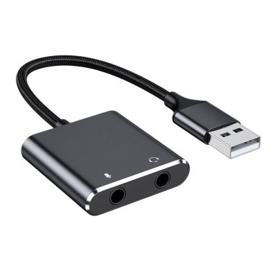 BAIMOQI USB Sound Adapter External Stereo Sound Card with 3.5mm Headphone Microphone Port Suitable for PC Laptop