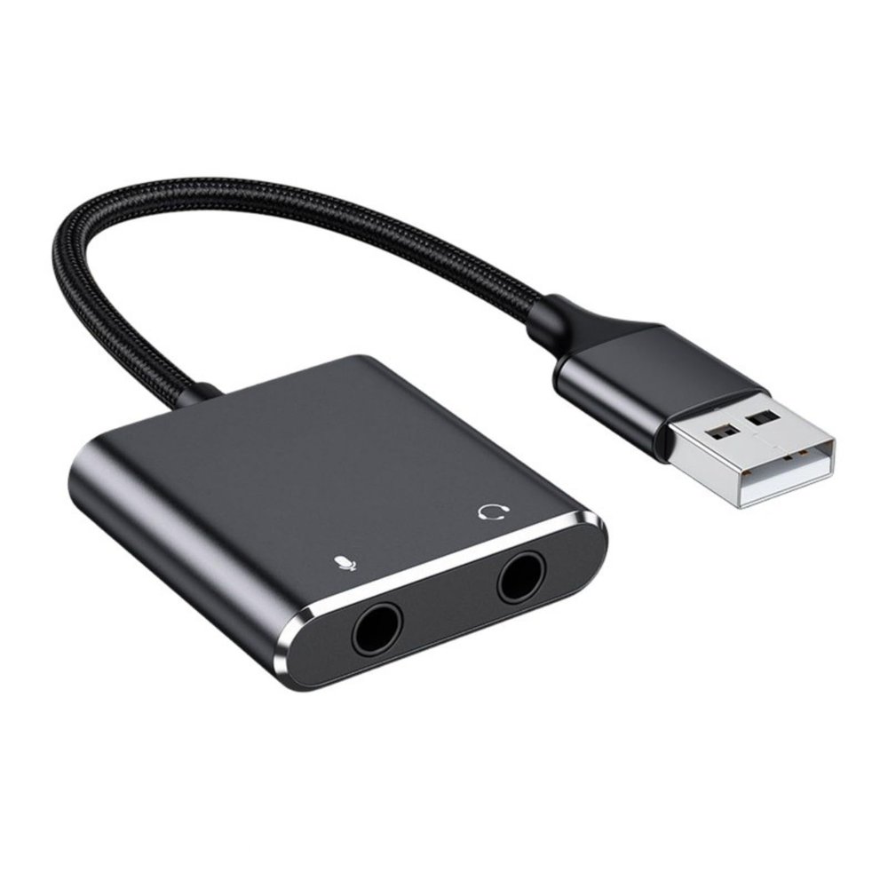BAIMOQI USB Sound Adapter External Stereo Sound Card with 3.5mm Headphone Microphone Port Suitable for PC Laptop