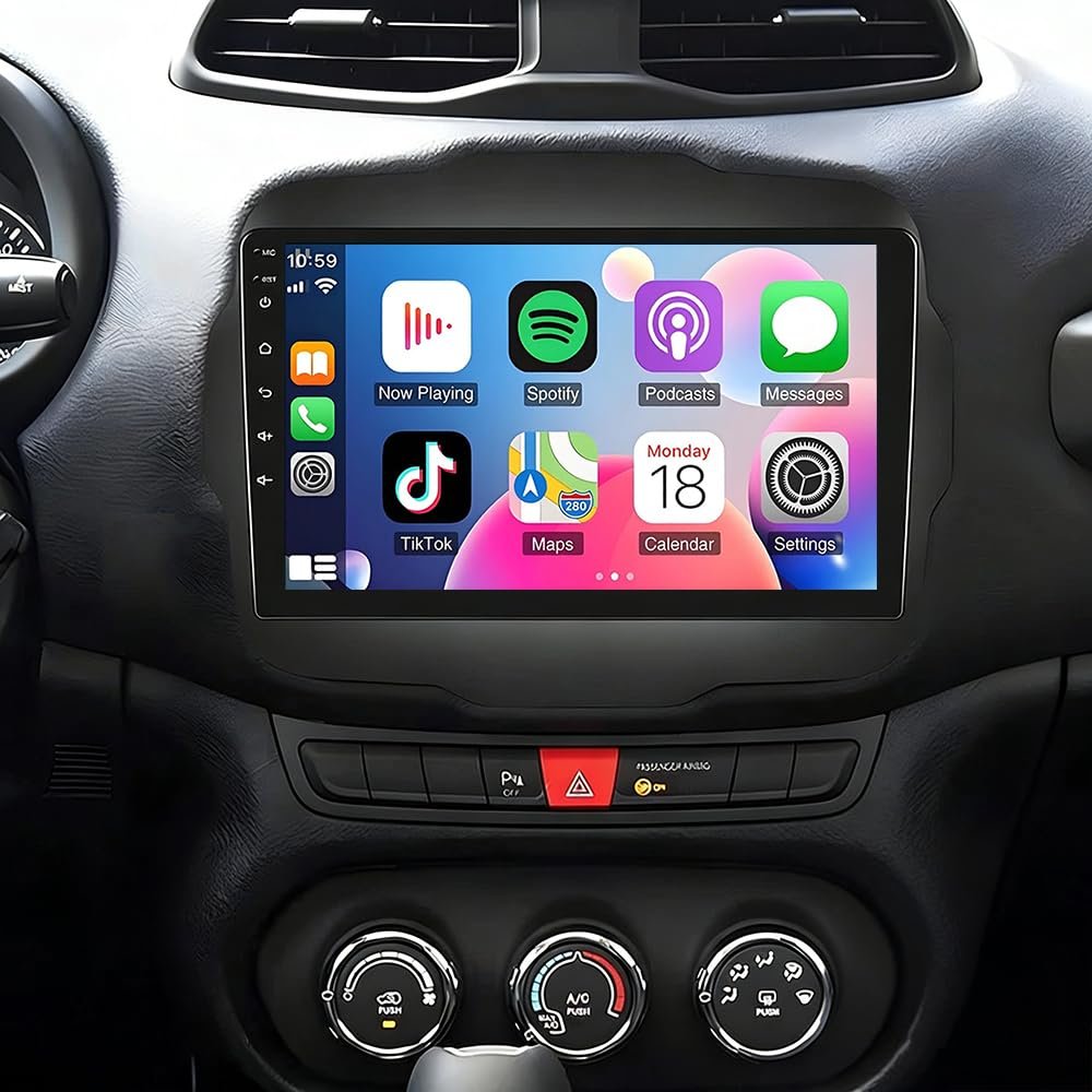 2+32G Android 13 Car Stereo Radio for Jeep Renegade 2015-2020 with Wireless Carplay Android, 9 Inch Touch Screen Stereo for Renegade Radio Bluetooth GPS Navigation FM/RDS Radio AHD Backup Camera