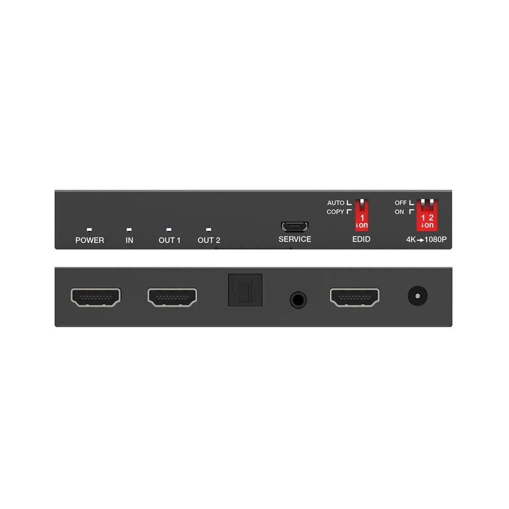 DVDO 1x2 4K HDMI 2.0 18Gbps Splitter with Scaler & Audio Extract, Black