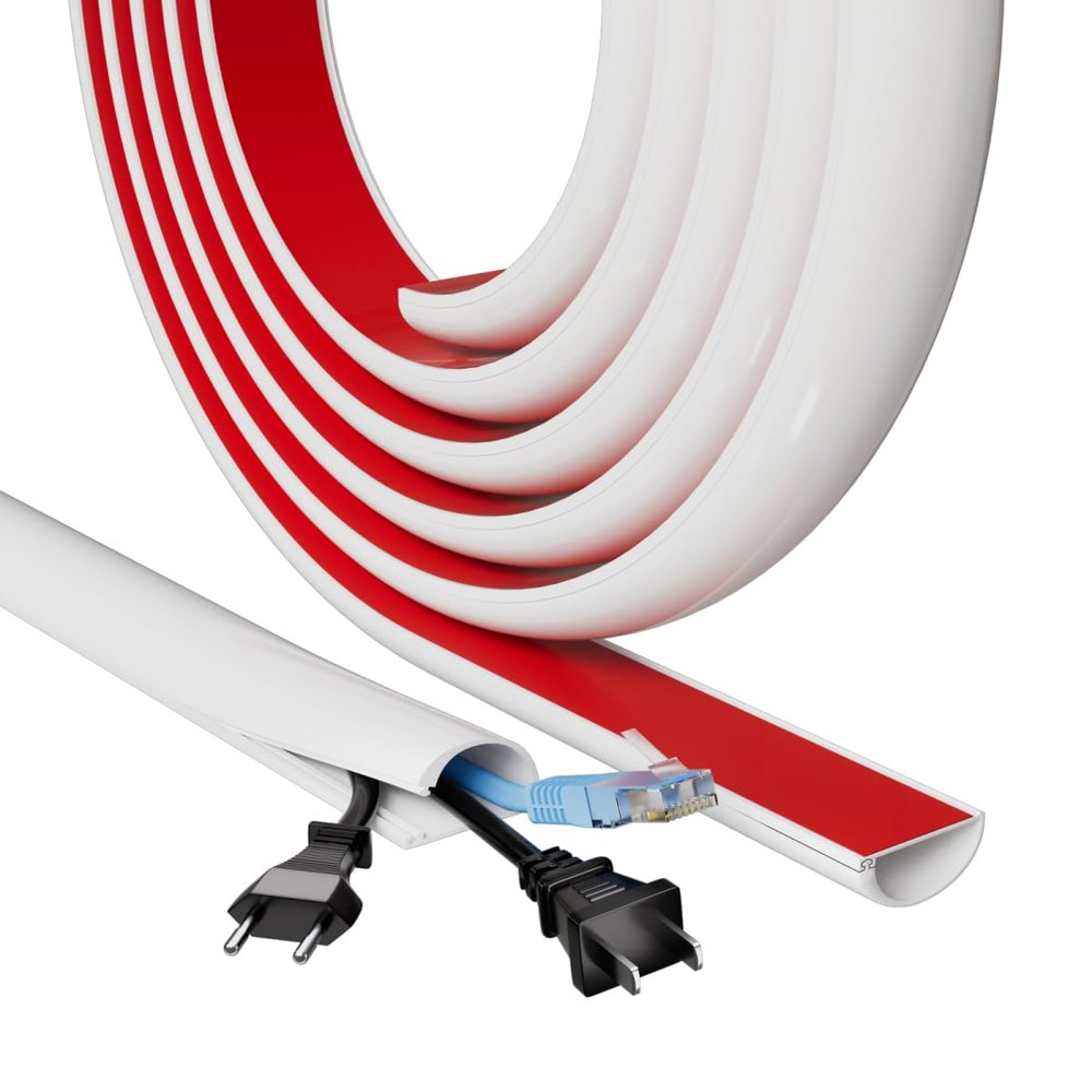 39" Side Buckle Cable Hider Cords,Extension Cord Covers for Wires On Wall,Adhesive Cord Hider for Wall Mount Tv, Wire Channel for Cable Concealer,Cable Raceway Home & Office,White, W 1.08" H 0.6"