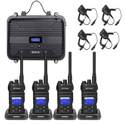 Retevis RT97S GMRS Repeater Communication Set, Full Duplex Radio Repeater(1 Pack) and NR30S Long Range Walkie Talkies with Mic (4 Pack), for Remote Area, Emergency Rescue
