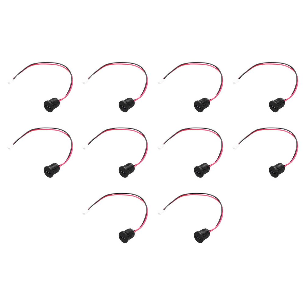 MECCANIXITY 10pcs Type-C Female Chassis 2 Pin Wire, 5V 3A Round Threaded USB-C Female Socket to PH2.0 Waterproof Terminal Extension Cable with Cover for PC, LED Lamps, Laptop 6"