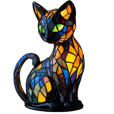 Yckeogln Retro Cat Colorful Resin Cat Table Lamp3D Cute Pet Cats Themed LED Night LampPerfect Gift for Pet Lovers Retro Cats Design Home Decor Lighting