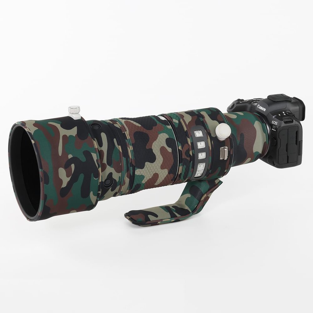 CHASING BIRDS Lens Camouflage Waterproof Coat for Canon RF 100-300mm F2.8 L is USM Rainproof Lens Protective Cover Version IV (Military Green Camouflage, with Extender RF 1.4X)