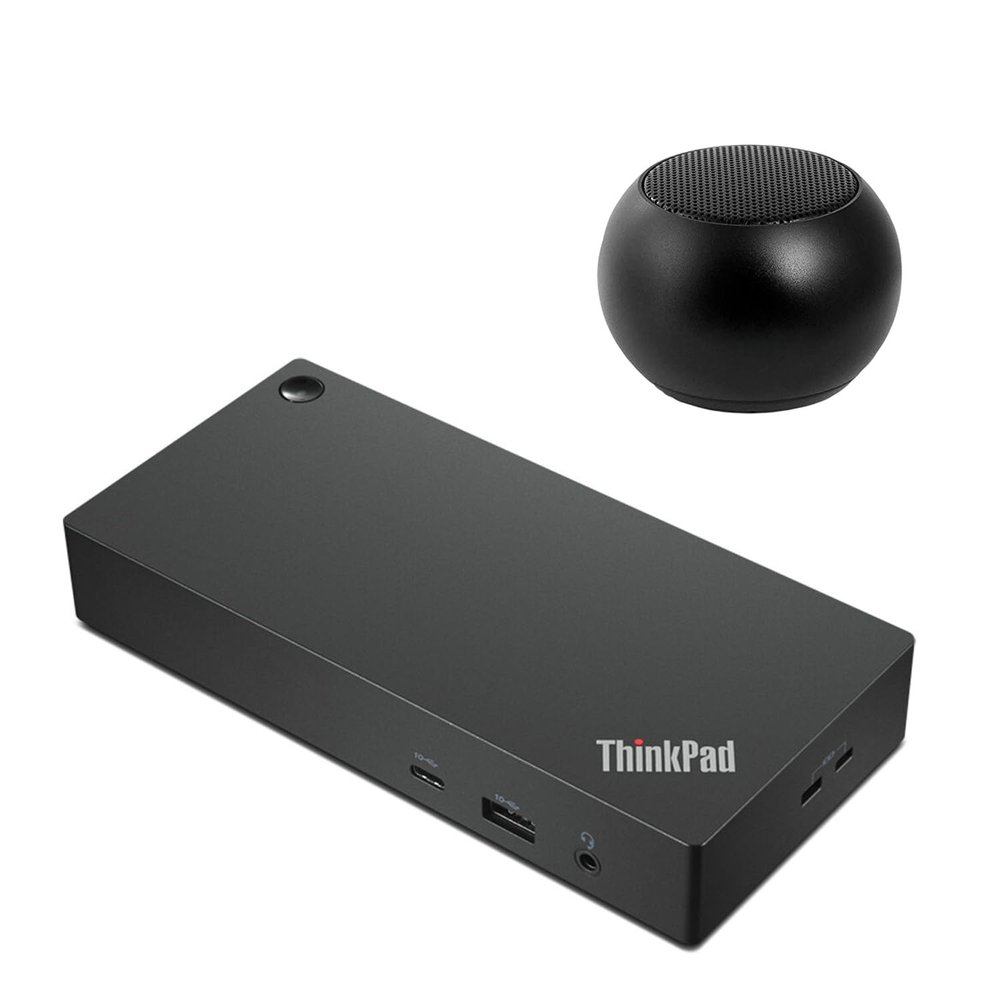 Lenovo ThinkPad USB-C Dock Bundle with Mini Speaker, for T-Series Gen 1-3, E-Series Gen 1-5, L-Series Gen 1-3, P1 Gen 1-5, P-Series Gen 1-3, X-Series Gen 1-3, X1-Series Gen 8-10, Z-Series Gen 1-2