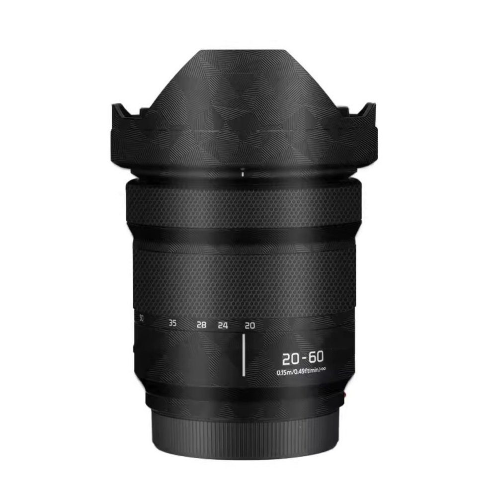 Camerea Lens Skin Anti-Scratch Sticker for Panasonic LUMIX S 20-60mm F3.5-5.6 Coat Vinly Protective Film Body Protector Decals Cover 20-60 3.5-5.6(Triangle Black)