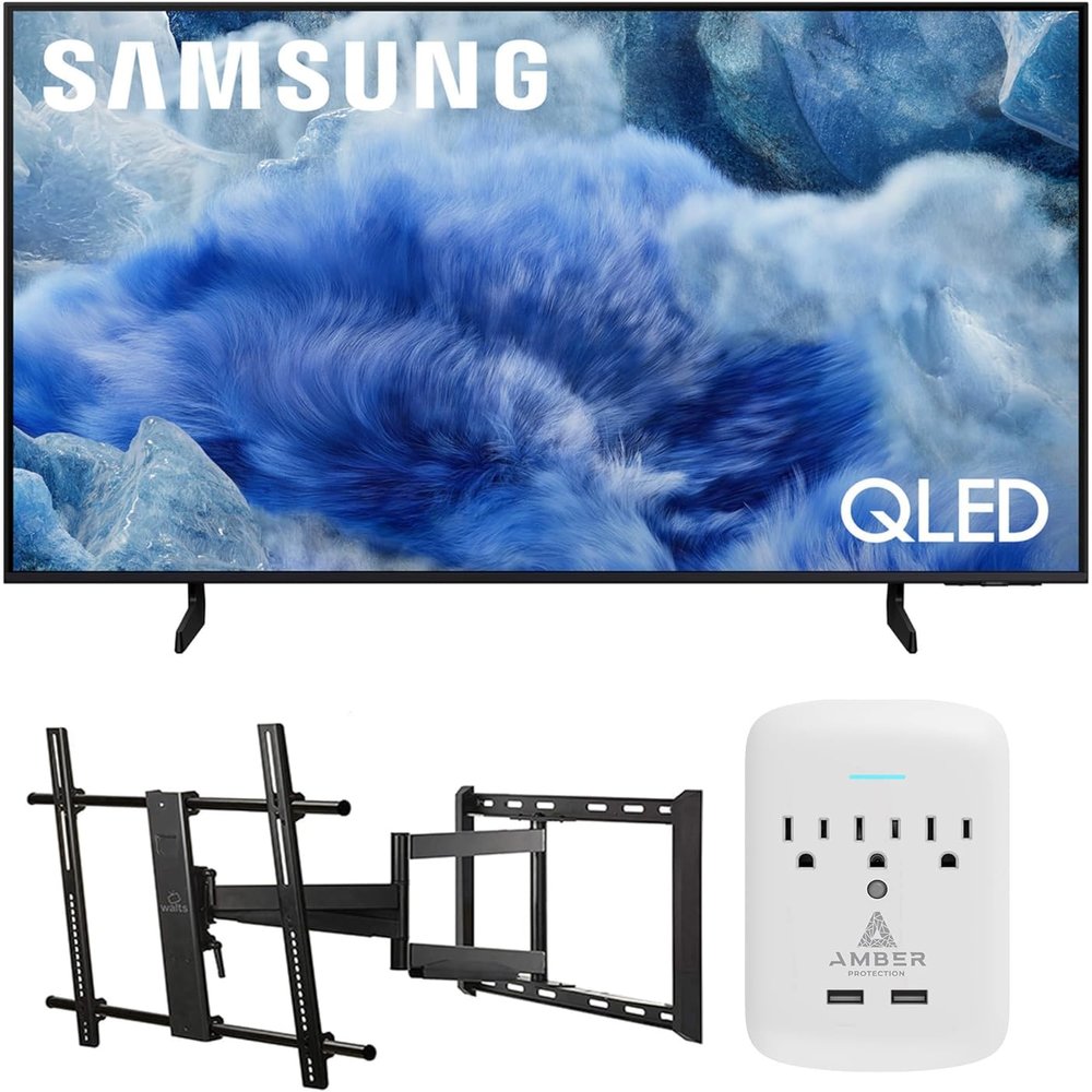 Samsung QN50Q8FAAFXZA 50 Inch Class QLED Q8F 4K Vision AI Smart TV with a Walts Large/Extra Large Full Motion Mount for 43"-90" TVs and Amber Protection 3-Outlet-Surge Surge Protector (2025)