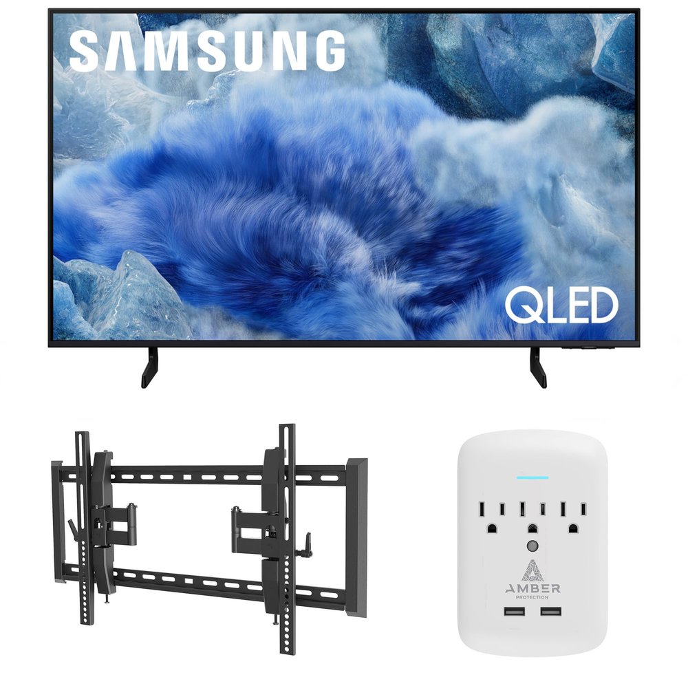Samsung QN50Q8FAAFXZA 50 Inch Class QLED Q8F 4K Vision AI Smart TV with a Walts TILT-EXTENSION-37-90 Tilt Mount for 37"-90" TVs and Amber Protection 3-Outlet-Surge Surge Protector (2025)