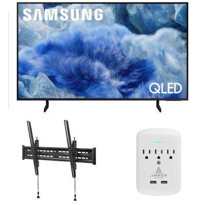 Samsung QN43Q8FAAFXZA 43 Inch Class QLED Q8F 4K Vision AI Smart TV with a Walts TILT-MOUNT-43-90 Large/XL Tilt Mount for 43"-98" TVs and Amber Protection 3-Outlet-Surge Surge Protector (2025)