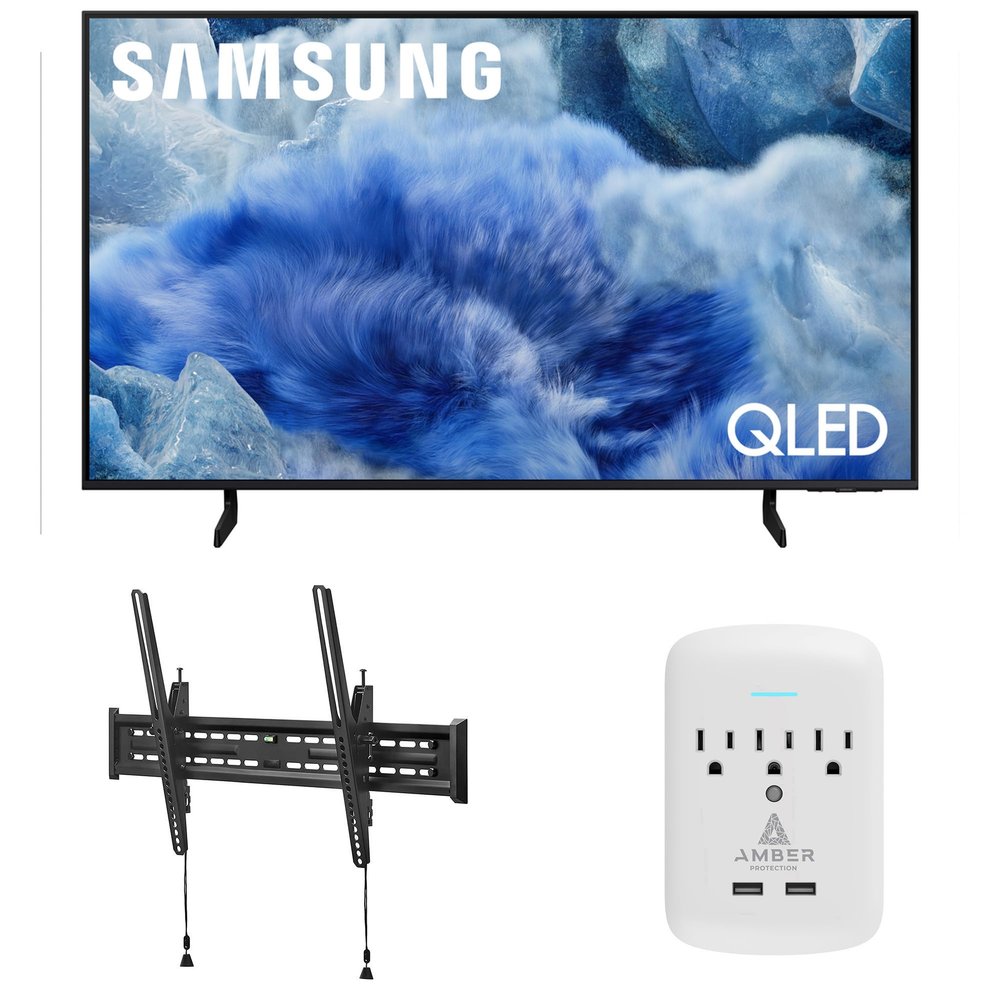 Samsung QN43Q8FAAFXZA 43 Inch Class QLED Q8F 4K Vision AI Smart TV with a Walts TILT-MOUNT-43-90 Large/XL Tilt Mount for 43"-98" TVs and Amber Protection 3-Outlet-Surge Surge Protector (2025)