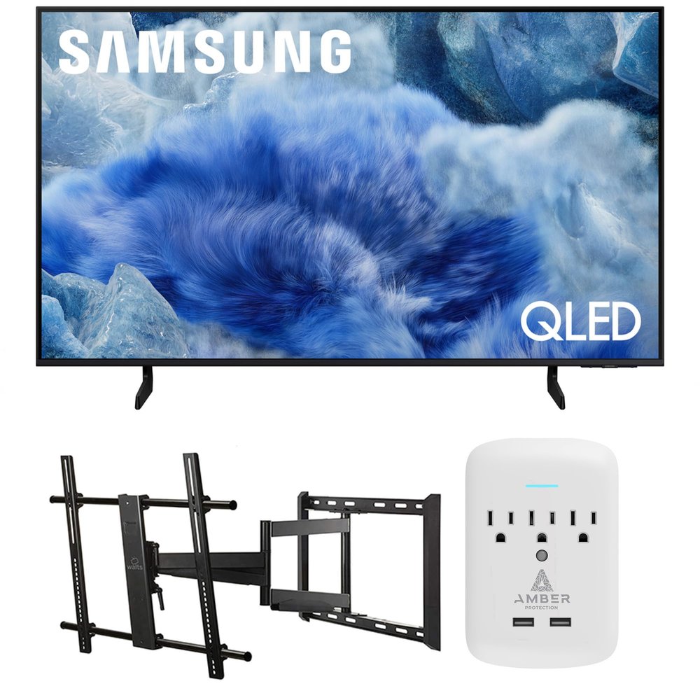 Samsung QN43Q8FAAFXZA 43 Inch Class QLED Q8F 4K Vision AI Smart TV with a Walts Large/Extra Large Full Motion Mount for 43"-90" TVs and Amber Protection 3-Outlet-Surge Surge Protector (2025)