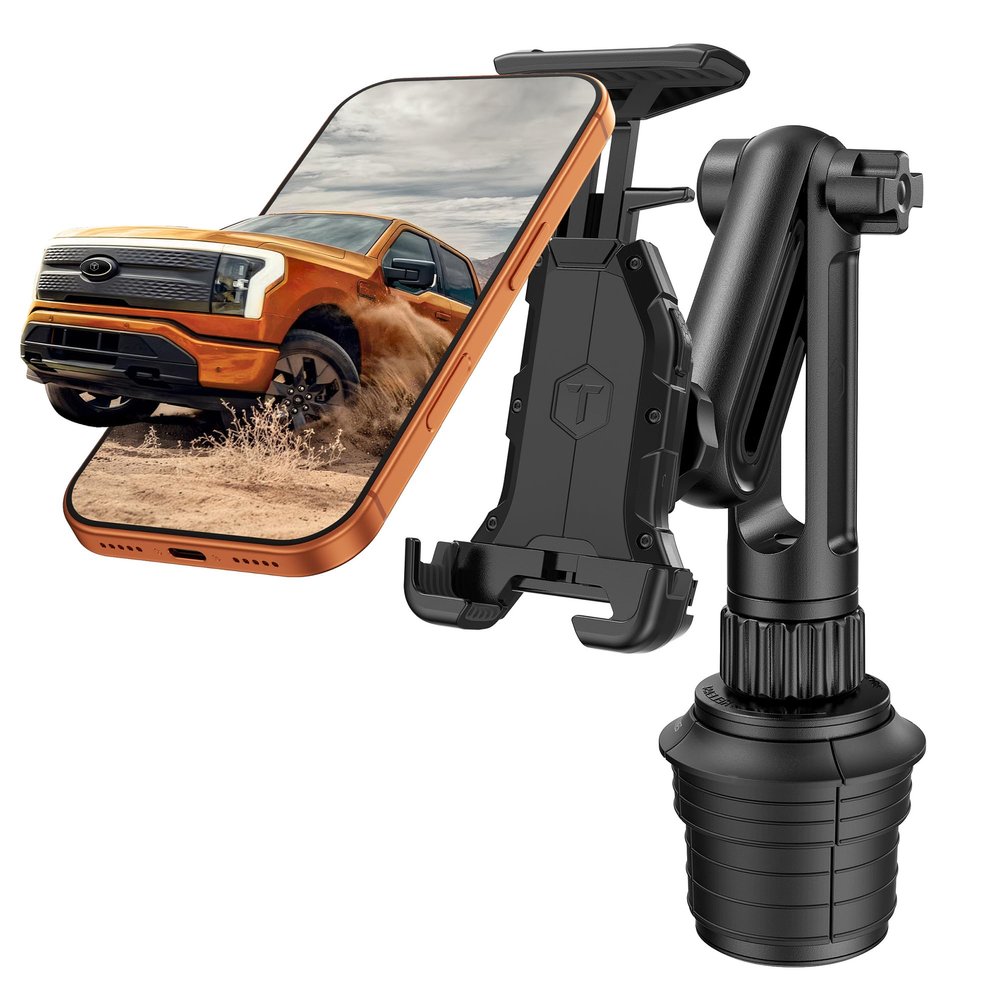 ToughTested Cup Holder Phone & Tablet Mount for Car  Heavy Duty Boom GPS Mount for Large Smartphones & Tablets up to 12.1", Fits Most Trucks, RVs, SUVs, Vans, and Cars.
