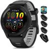 Garmin 010-02810-00 Forerunner 265 GPS Smartwatch - 46mm Black/Powder Gray Bundle with Deco Essentials Silicone Dust Cover 3 Pack, Round Screen Protector and 2 YR CPS Enhanced Protection Pack view 1