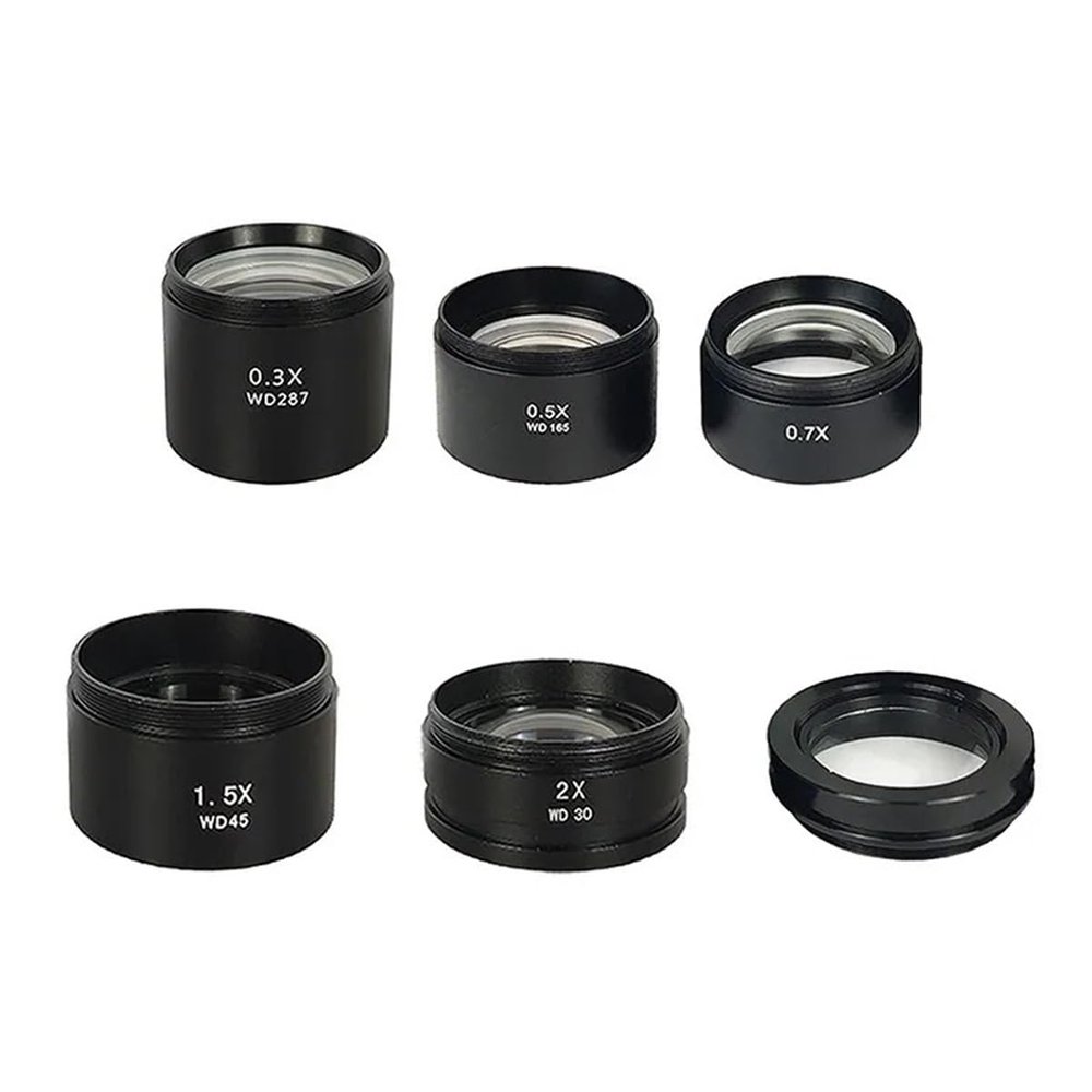 Lab Microscope Accessories 0.3X 0.5X 0.7X 0.75X 1.0X 1.5X 2.0X Auxiliary Lens Barlow Lens for Binocular Stereo Microscope(6pcs Set)