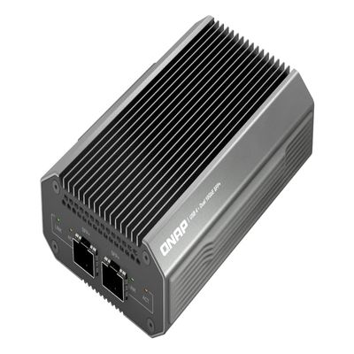 QNAP QNA-UC10G2SF USB 4 Type-C to Dual-Port 10GbE SFP+ Network Adapter, Compatible with USB 4 and Thunderbolt 3/4 Ports