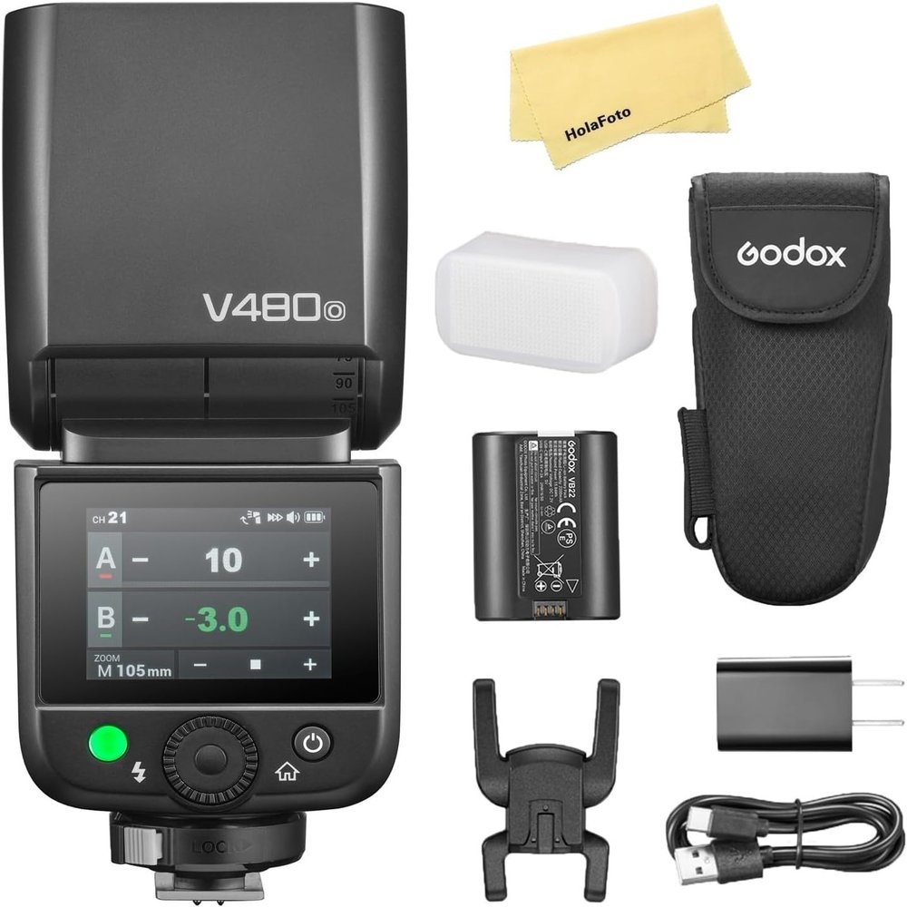 Godox V480O TTL Camera Flash for Olympus Camera Flash Speedlite Speedlight Light,GN50,2.4G HSS 1/8000s,650 Full-Power Flashes,1.7s Recycle Time,10 Levels LED Modeling Lamp
