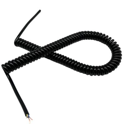 ACFFVBW Coiled Extension Cord, 3 Cores Coiled Spring Cable 0.7mm Square 2.5 Meter 5 Meter 7.5 Meter OD 6mm 9mm Spiral Cable Extensible Electrical(Stretch 2.4 Meter)