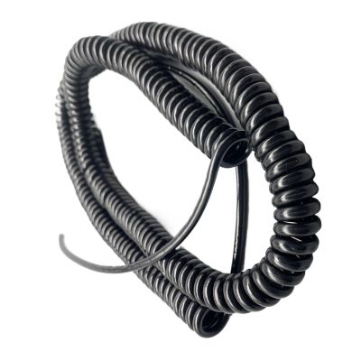 ACFFVBW Coiled Extension Cord, 5 Core Expandable Power Spiral Cable 17AWG Elastic Spiral Cable Telescopic(Stretch 1.25 Meters)