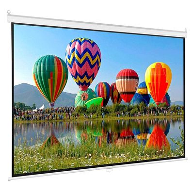 100 Inch HD 16:9 Manual Pull Down Projector Screen Self Locking for Home Meeting Room School Restaurant Bar