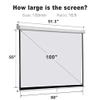 100 Inch HD 16:9 Manual Pull Down Projector Screen Self Locking for Home Meeting Room School Restaurant Bar view 2