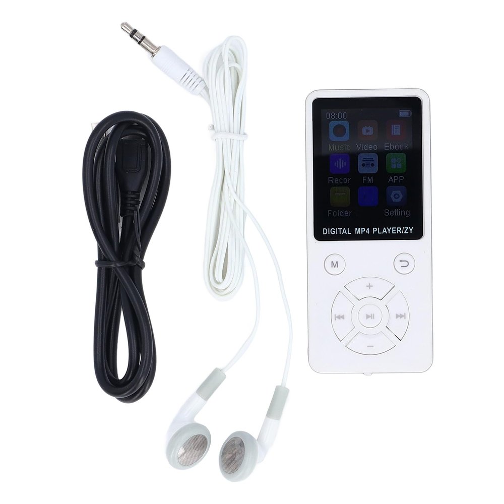 64GB MP3 MP4 Player with 5.0, 1.8 Inch Screen, Portable HiFi Music Player, Speaker, Video, FM, E Book Support, Up to 128GB Expandable Memory (White)