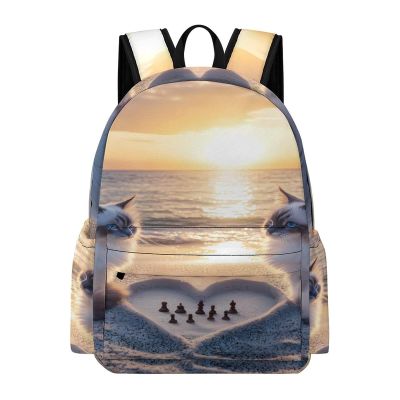 Cat Playing Chess Beach Travel Laptop Backpack Carry on Backpack Casual Daypack Lightweight Business Work Bag for Men Women