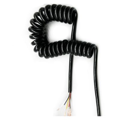 ACFFVBW Coiled Extension Cord, 20AWG 5 Core Telescopic Spiral Cord Copper Core Spring Wire Elastic Shrinkable Power Extension Cable(Stretch 2.5 Meter)