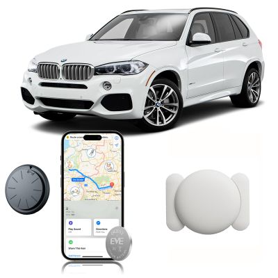 ZFSJTAG Car GPS Tracking Device for Vehicles, 1PCS Real Time GPS Tracker for Car Work with Find My (iOS Only),Hidden Mini GPS Tracker,No Monthly Fee (Black Tracker, White Magnetic Case)