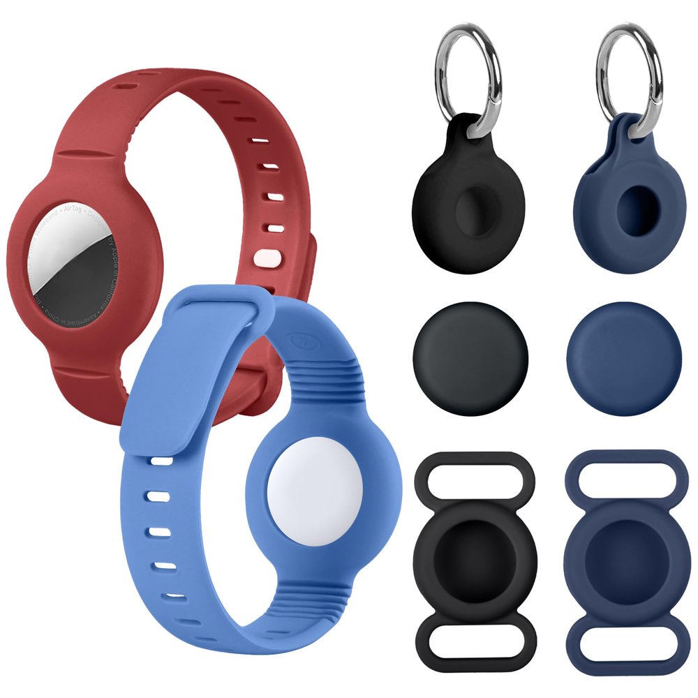 Airtag Bracelet for Kids, Adjustable Airtag Watch-Style Wristband, Waterproof Silicone Airtag Holder, Compatible with Apple Airtag, 2-Pack / 8-Pack
